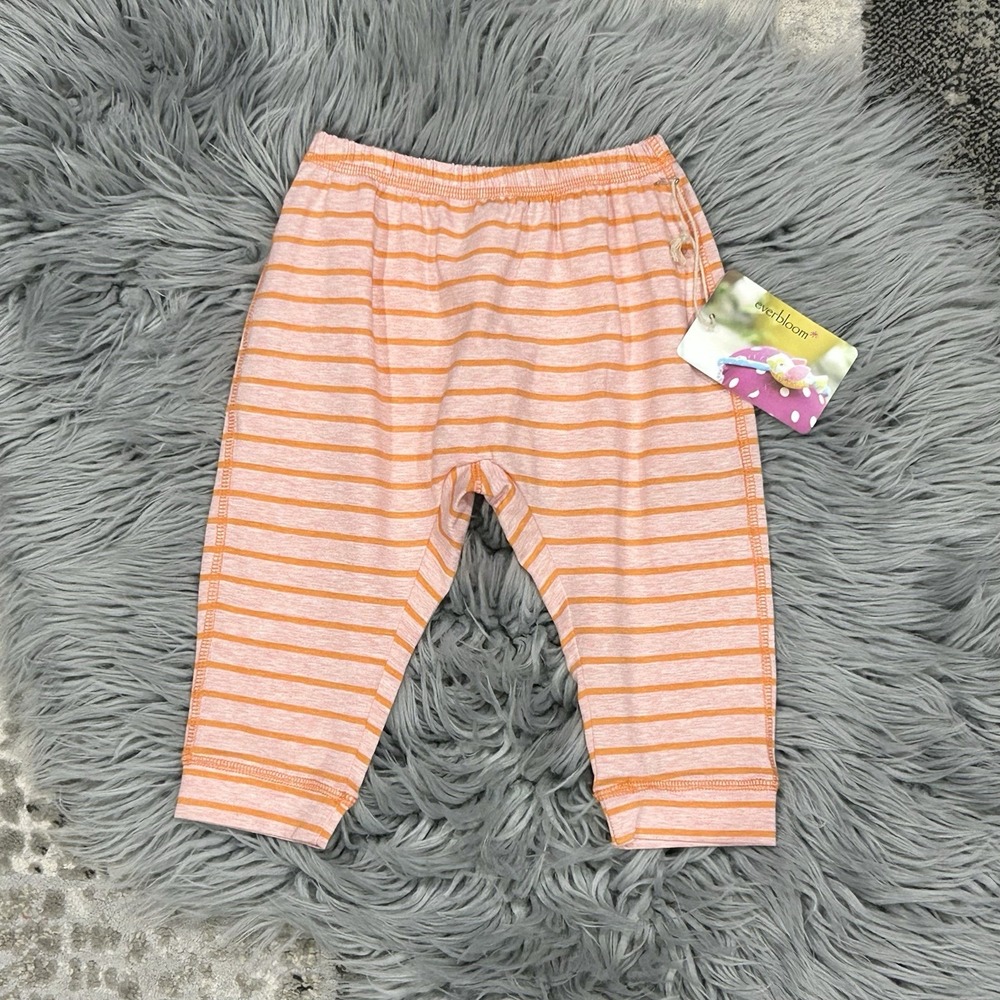 Everbloom Girls Orange & Pink Stripe‎ Leggings Size 6 Month NWT